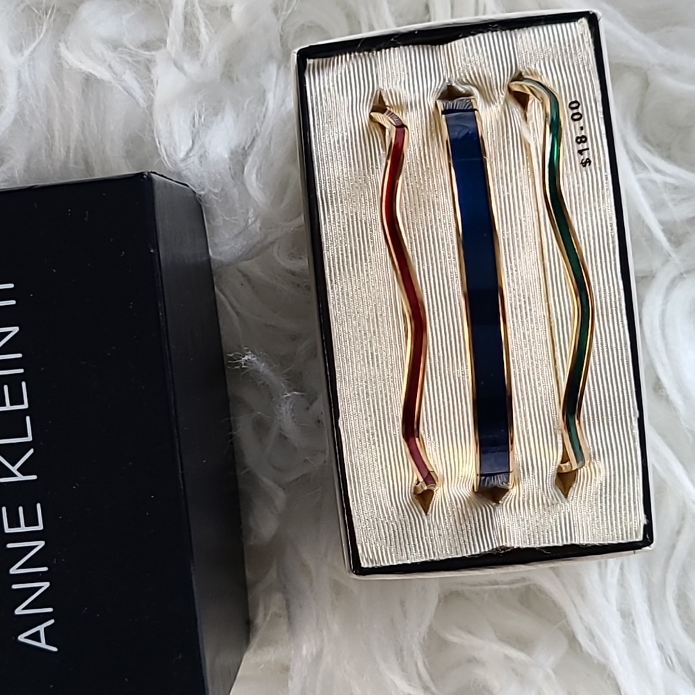 New with Box- Anne Klein II Enamel Red, Green & Blue bracelets [ Set of 3]
